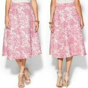 Champagne & Strawberry‎ Womens Metallic Rose Skirt Pink Midi Size Medium